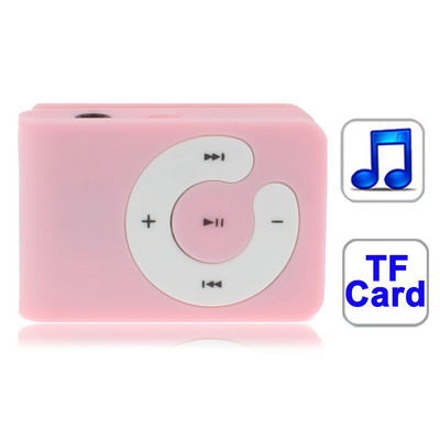 TF (Micro SD) Card Slot MP3 Player with Clip (Pink)